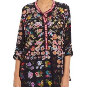 Johnny Was Brigitte Floral Silk Tunic - Size XL